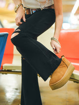 CASHMERE RIB KNIT KNEE-BROKEN PANTS (CZ125-LPT09) / BLACK