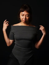 Off-Shoulder H/S Body-Suit (CZ126-LPO54) / Grey