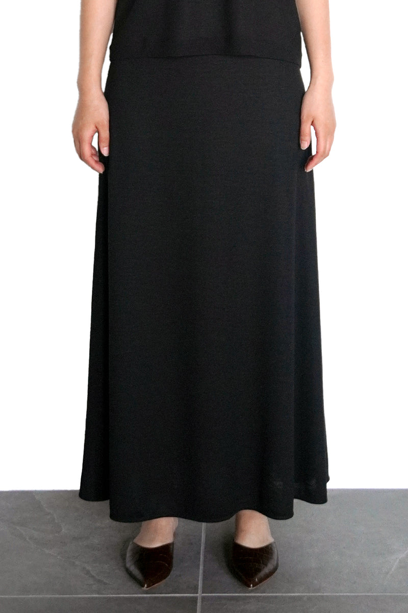 FLEAR MAXI SKIRT (WJ501-MCS18) / BLACK – umeda-knit.com