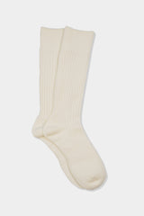 TKB WOOL RIB SOCKS(TKB501-S001) / WHITE