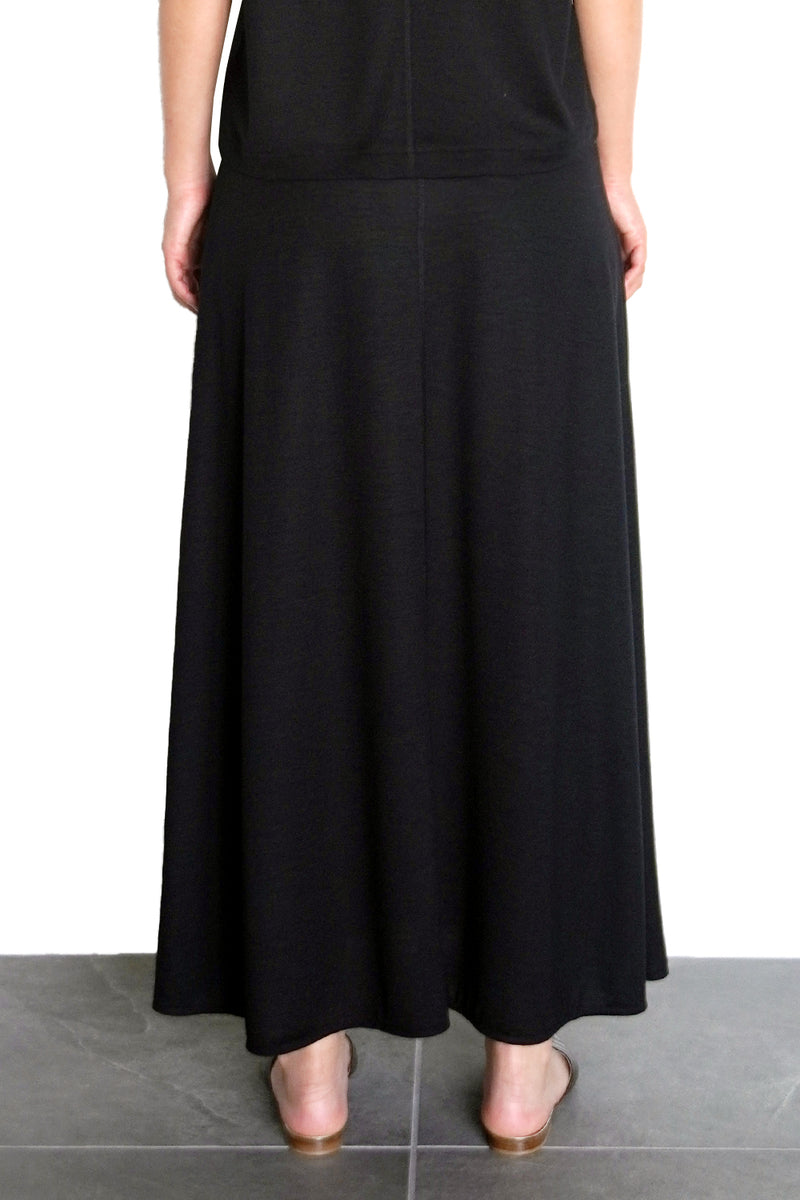 FLEAR MAXI SKIRT (WJ501-MCS18) / BLACK – umeda-knit.com