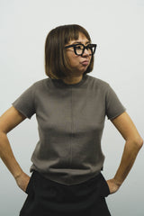 SILK-CASHMRERE KNIT T-SHIRT (CZ324-LPO31) / MOCHA