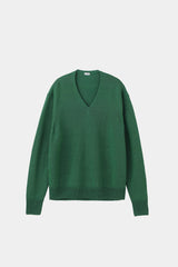 WASHI Middle-gauge TENJIKU V-neck L/S Pullover (PU126-MPO04) / Green