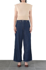 Low-gauge bottle-neck Sleeve-less Knit (WK125-LVE01)