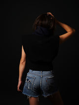Shoulder padded Crew-neck Pull-over (CZ126-LPO57) / Black