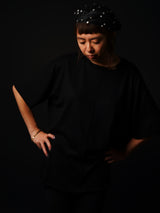 Silk Cashmere Oversized Knit T-shirt (CZ126-MPO01) / Black