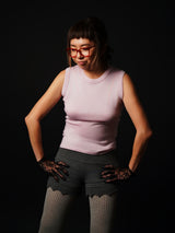 Silk Cashmere Sleeve-less T-shirt (CZ126-LPO52) / L.Pink