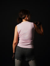 Silk Cashmere Sleeve-less T-shirt (CZ126-LPO52) / L.Pink