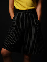 Striped Bermuda-Shorts (CZ126-LPT12) / Black