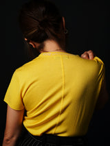 Silk Cashmere Neck-Logo T-shirt (CZ126-LPO03) / Yellow