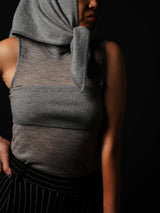 Sheer Sleeve-less Turtle-neck PO (CZ126-LPO55) / Grey