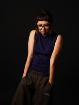 Silk Cashmere Sleeve-less T-shirt (CZ126-LPO52) / D.Navy