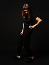 Silk Cashmere Neck-Logo T-shirt (CZ126-LPO03) / Black