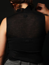Sheer Sleeve-less Turtle-neck PO (CZ126-LPO55) / Black