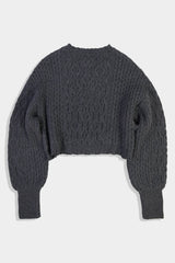Low-gauge Cable St Short Knit Crewneck PO (WK324-LPO05-08) / Charcoal