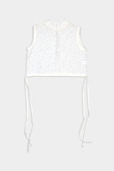 Lace-knit Bottle-neck Sleeve-less Pullover (WK125-LPO05)