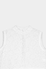 Lace-knit Bottle-neck Sleeve-less Pullover (WK125-LPO05)