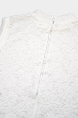 Lace-knit Bottle-neck Sleeve-less Pullover (WK125-LPO05)