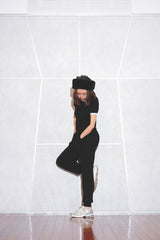 CASHMERE RIB KNIT PANTS (CZ325-LPT07) / BLACK