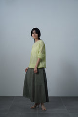 Double Sheer Crew Neck Knit (WK23S-LPO04)  / Yellow
