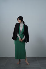 Hi-Twist Milanorib V-neck Knit Dress (WK23S-LOP03) / Green