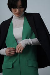 Hi-Twist Milanorib V-neck Knit Dress (WK23S-LOP03) / Green