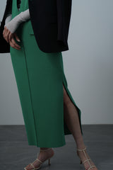 Hi-Twist Milanorib V-neck Knit Dress (WK23S-LOP03) / Green
