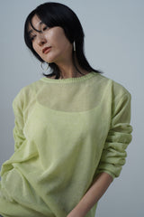 Double Sheer Crew Neck Knit (WK23S-LPO04)  / Yellow