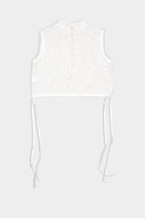 Lace-knit Bottle-neck Sleeve-less Pullover (WK125-LPO05)