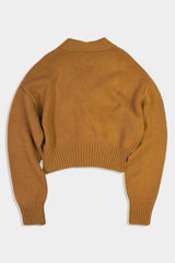 Low-gauge Plain St Knit Vneck CD (WK324-LCD02-46) / Camel