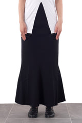 Strech Milano-rib Trumpet Skirt (WK125-LSK01) / Black