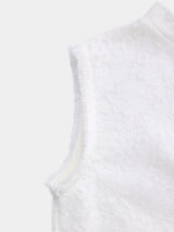 Lace-knit Bottle-neck Sleeve-less Pullover (WK125-LPO05)