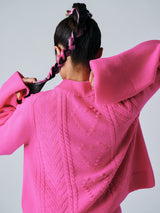 【サ専用 Pre-Order】HEART CABLE KNIT PULLOVER（CZ326-LPO22）/ PINK