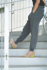 CASHMERE RIB KNIT PANTS (CZ325-LPT07) / BLACK