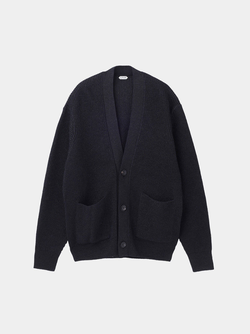 a machine カーディガン 11747391 gwdh WASHI MIDDLE-GAUGE AZE CARDIGAN (PU126-MCD02) / BLACK – umeda-knit.com