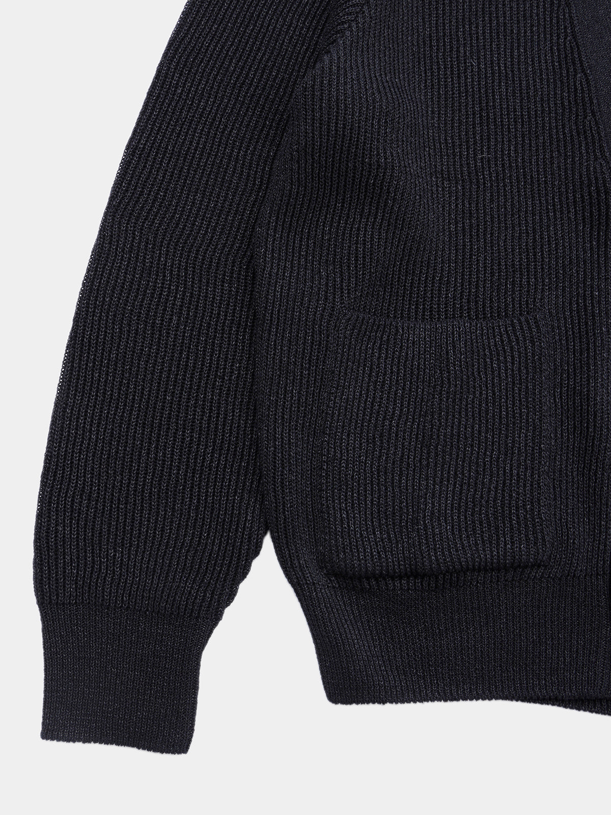 WASHI MIDDLE-GAUGE AZE CARDIGAN (PU126-MCD02) / BLACK – umeda-knit.com