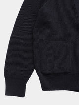 WASHI Middle-gauge AZE Cardigan (PU126-MCD02) / Black
