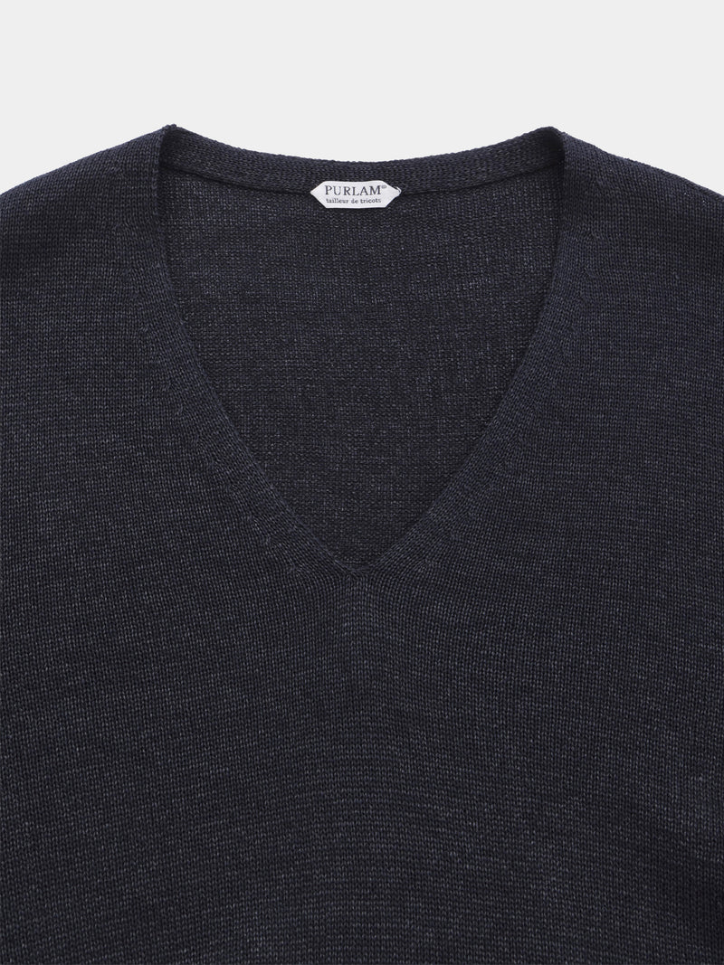 WASHI MIDDLE-GAUGE TENJIKU V-NECK L/S PULLOVER (PU126-MPO04