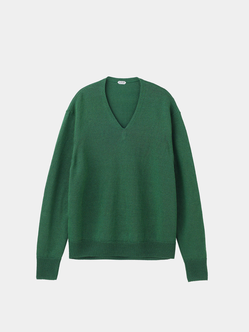 WASHI Middle-gauge TENJIKU V-neck L/S Pullover (PU126-MPO04) / Green ...