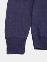 WASHI Middle-gauge TENJIKU V-neck L/S Pullover (PU126-MPO04) / Blue Purple