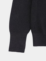 WOOL-POLY Middle-gauge AZE Deep-Vneck L/S Pullover(PU126-MPO05) / Charcoal