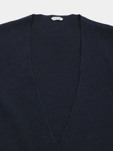 WOOL-POLY Middle-gauge AZE Deep-Vneck L/S Pullover(PU126-MPO05) / Navy