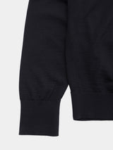 WOOL High-gauge TENJIKU Crewneck L/S Cardigan (PU501-MCD03) / Black