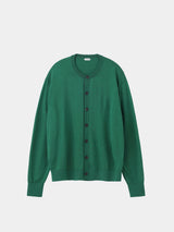 WOOL High-gauge TENJIKU Crewneck L/S Cardigan (PU501-MCD03) / Green