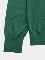 WOOL High-gauge TENJIKU Crewneck L/S Cardigan (PU501-MCD03) / Green