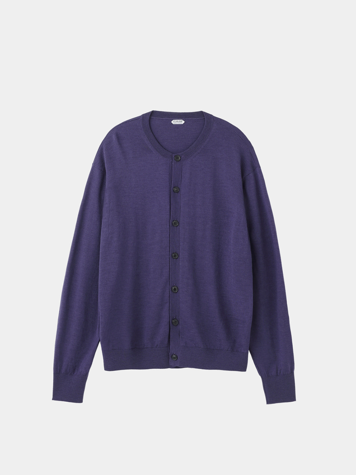 WOOL High-gauge TENJIKU Crewneck L/S Cardigan (PU501-MCD03) / Blue Purple