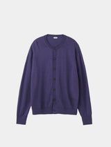 WOOL High-gauge TENJIKU Crewneck L/S Cardigan (PU501-MCD03) / Blue Purple