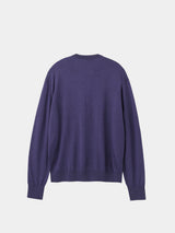 WOOL High-gauge TENJIKU Crewneck L/S Cardigan (PU501-MCD03) / Blue Purple