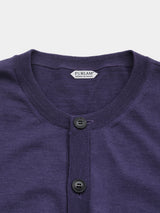 WOOL High-gauge TENJIKU Crewneck L/S Cardigan (PU501-MCD03) / Blue Purple