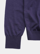 WOOL High-gauge TENJIKU Crewneck L/S Cardigan (PU501-MCD03) / Blue Purple